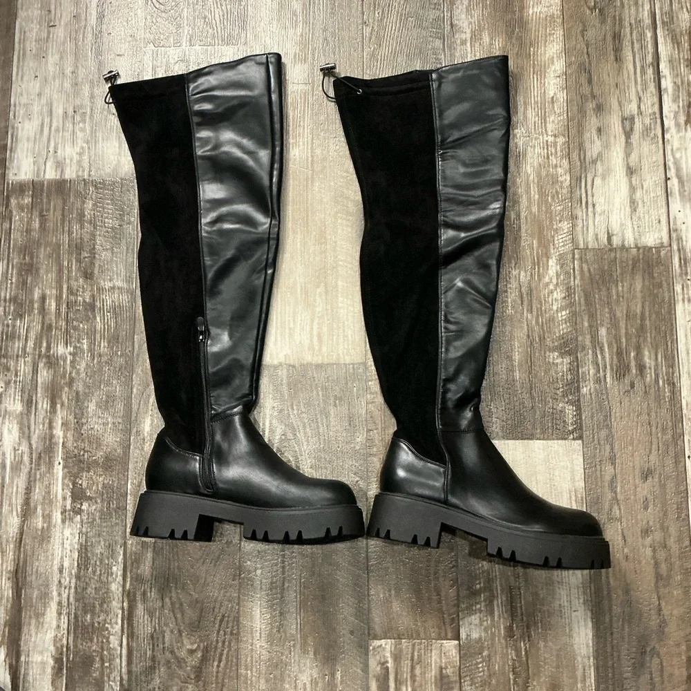 Dream Pairs Black Over-the-Knee Boots Size 10